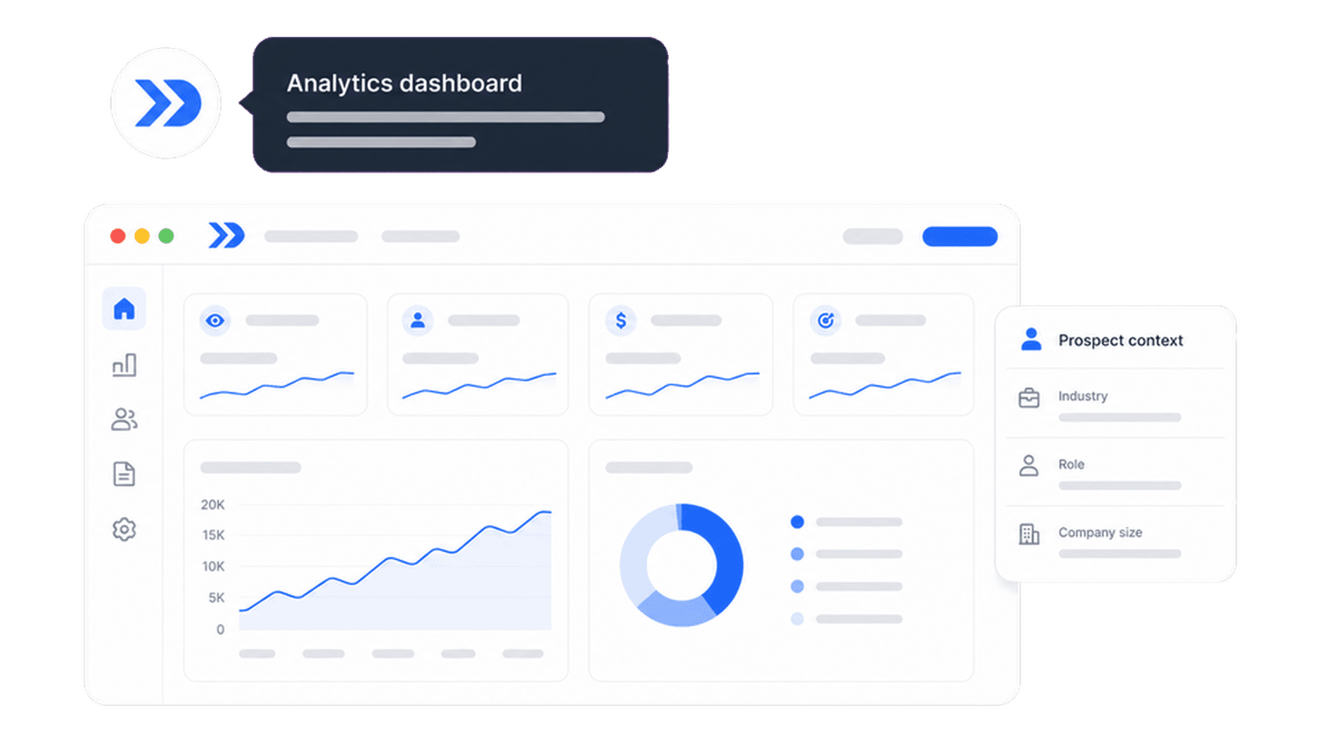 AI-driven live demo interface with prospect context and chat overlay